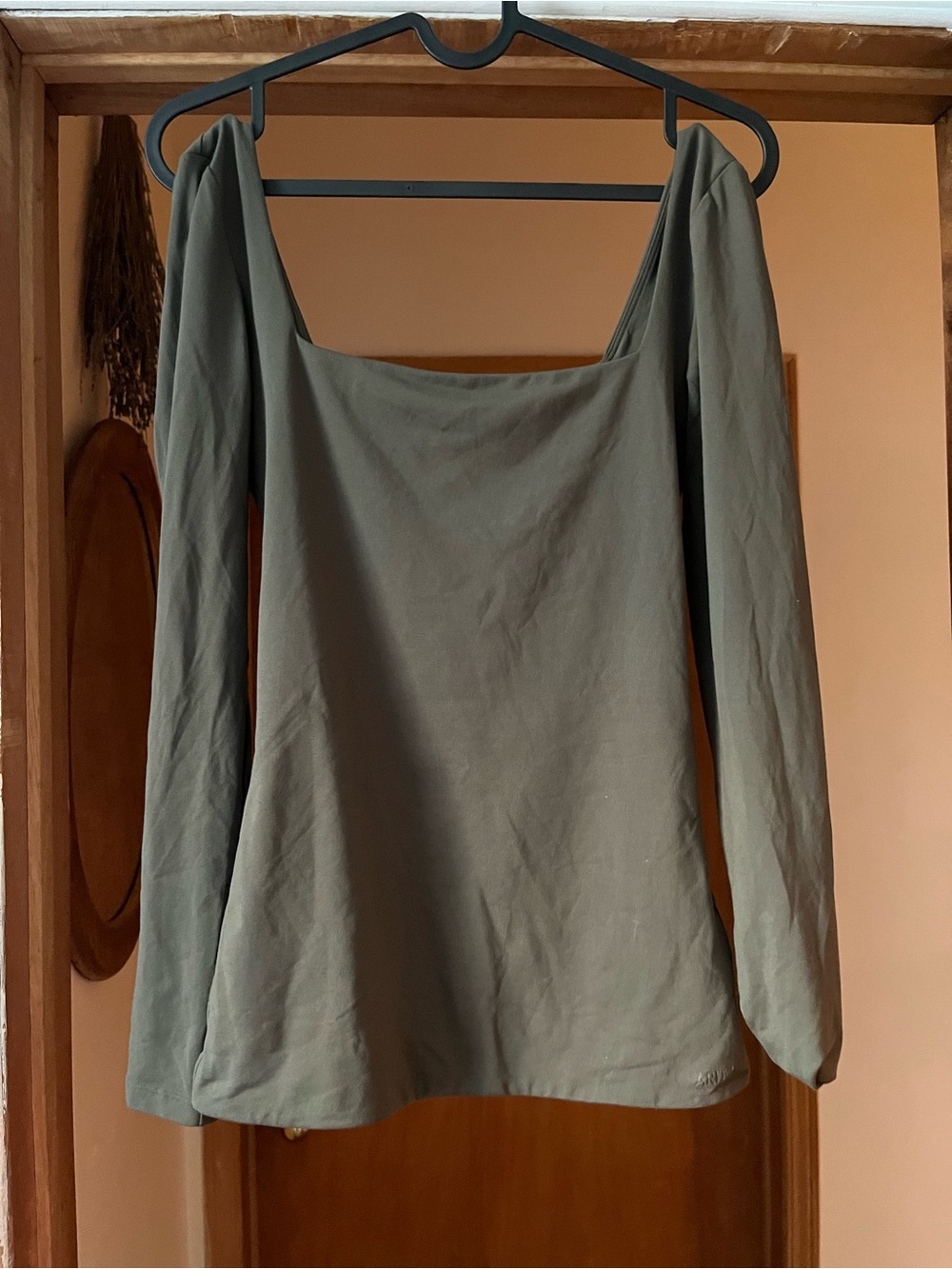 Aritzia Long Sleeve Square Neck Top - Olive Green